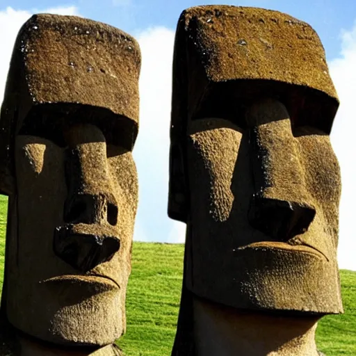 Prompt: Easter island head statue of a giga Chad with face characteristics of a gigachad sharp jaw