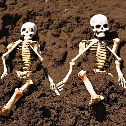Image similar to archaeological search two human skeletons half buried in dirt