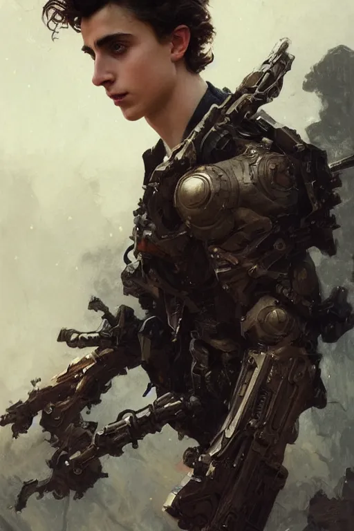 Image similar to timothee chalamet profile picture by greg rutkowski, action pose, intricate, futuristic, fantasy, elegant, by stanley artgerm lau, greg rutkowski, thomas kindkade, alphonse mucha, loish, thierry mugler, norman rockwell, 3 d