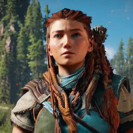 Image similar to a beautiful photo of aloy in horizon forbidden west