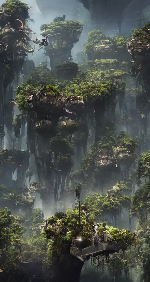 Prompt: A beuatiful matte painting , James Cameron avatar style, cinematic, atmospheric, unreal engine, ultra detailed