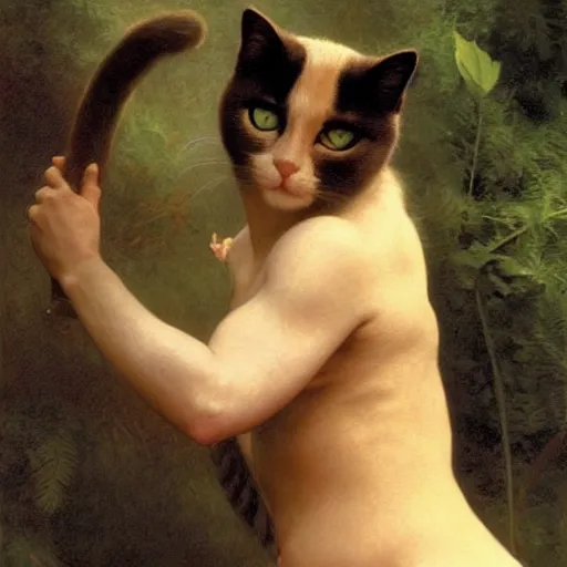 Image similar to Painting of a cat as the Hulk. Art by william adolphe bouguereau. During golden hour. Extremely detailed. Beautiful. 4K. Award winning.