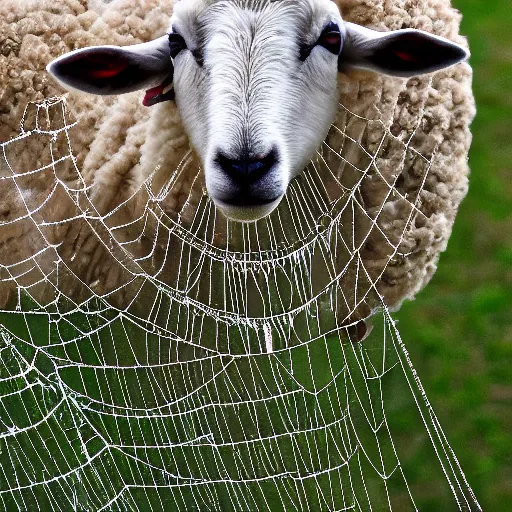 Image similar to sheep as part of a spider web