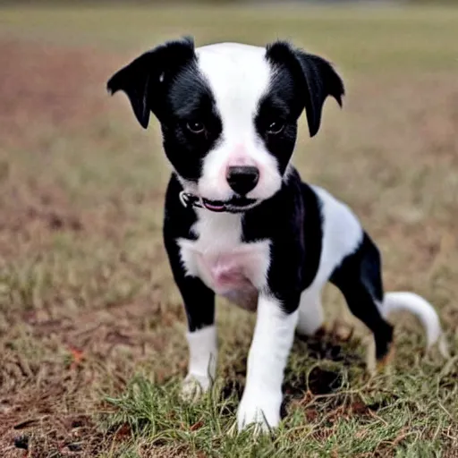 Image similar to a black and white dog mixed with american staffordshire terrier papillon german shepherd treeing walker coonhound