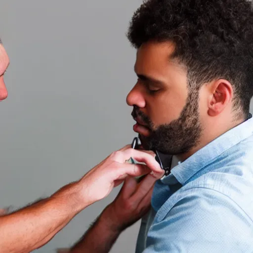 Image similar to a man having his blood pressure taken