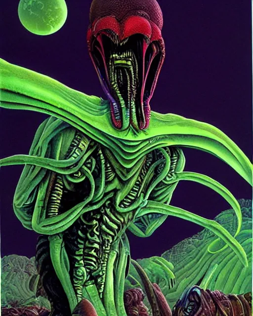 Image similar to alien xenomorph by roger dean