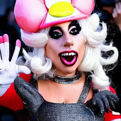 Image similar to lady gaga super mario cosplay