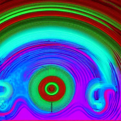 Image similar to a CFD Simulation of a spaceshuttle, Colourful, Multiphase flow