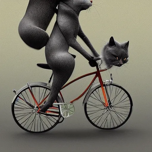 Prompt: cat riding a bicycle,artstation