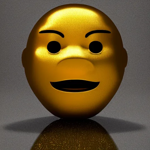 Image similar to full head shot of sad golden emoji, trending on artstation, octane render, insanely detailed, 8 k, hd