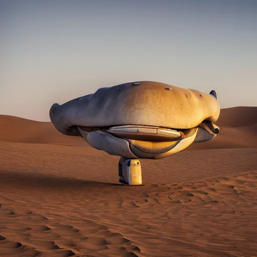 Image similar to 🐋🤖👽🐳 in desert, photography by bussiere rutkowski andreas roch