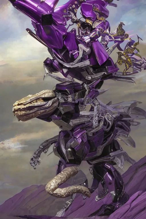 Image similar to portrait of johnny cash as purple ranger from power rangers riding on mecha cowboy snake bull zord, intricate, highly detailed, smooth, artstation, digital illustration by Ruan Jia and Mandy Jurgens and Artgerm and Wayne Barlowe and Greg Rutkowski and Zdislav Beksinski