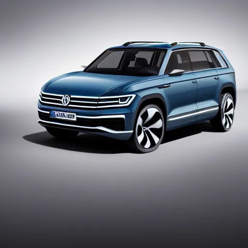 Prompt: promotional product photograph of Volkswagen's behemoth, their new SUV