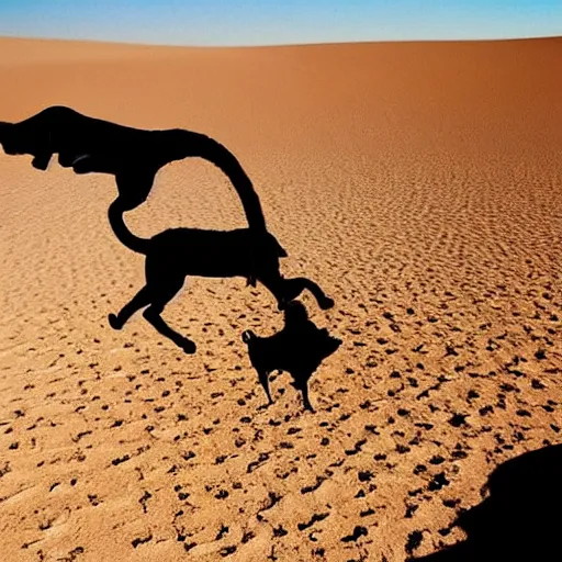 Prompt: photo taken on a pentax a cat witn a sombrero on his head, who riding on top of a donkev. thev in the middle of the sahara dessert.