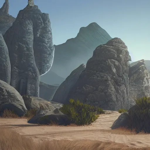 Prompt: a landscape backdrop painted by Zahara Hadid for a video game art