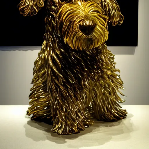 Image similar to wheaten terrier sculpture. By dale chihuly