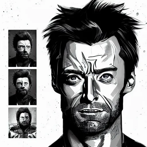 Prompt: portrait of hugh jackman as bucky barnes from the avengers infinity war, character concept art, hyperrealistic, detailed, accurate illustration, dramatic lighting,