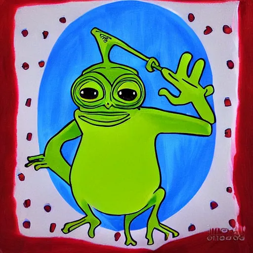 Image similar to pepe the frog by sue coe