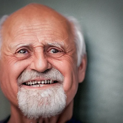 Image similar to portrait of hide the pain harold, accurate and detailed, round face, earnest, stock photo, Nikon 50mm f/1.8G