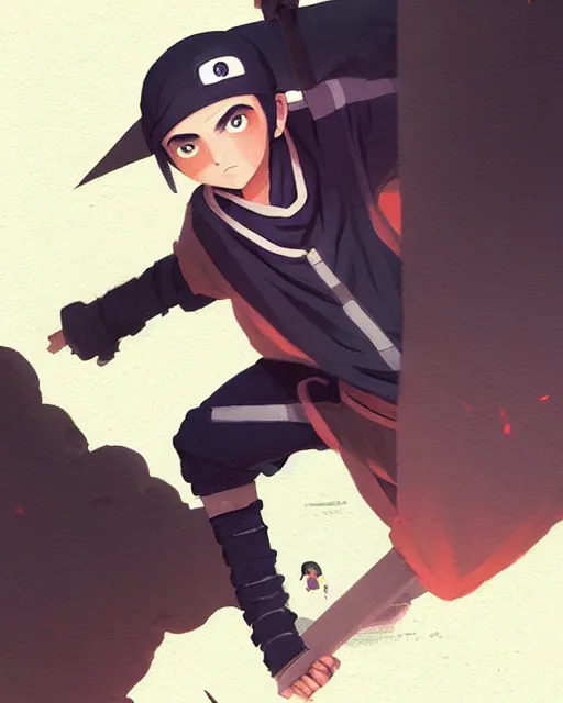 Prompt: boy in hidden leaf village ninja, medium shot close up, details, sharp focus, illustration, by jordan grimmer and greg rutkowski, trending artstation, pixiv, digital art