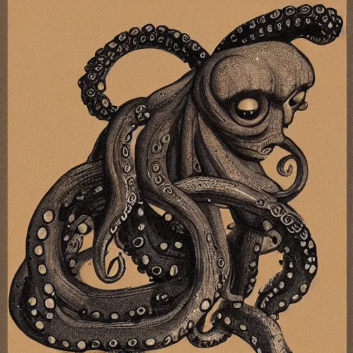 Image similar to octopus dog hybrid demon, ancient greece, vase illustration