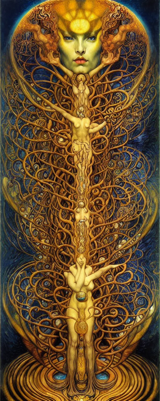 Image similar to Divine Chaos Engine by Karol Bak, Jean Delville, William Blake, Gustav Klimt, and Vincent Van Gogh, symbolist, visionary