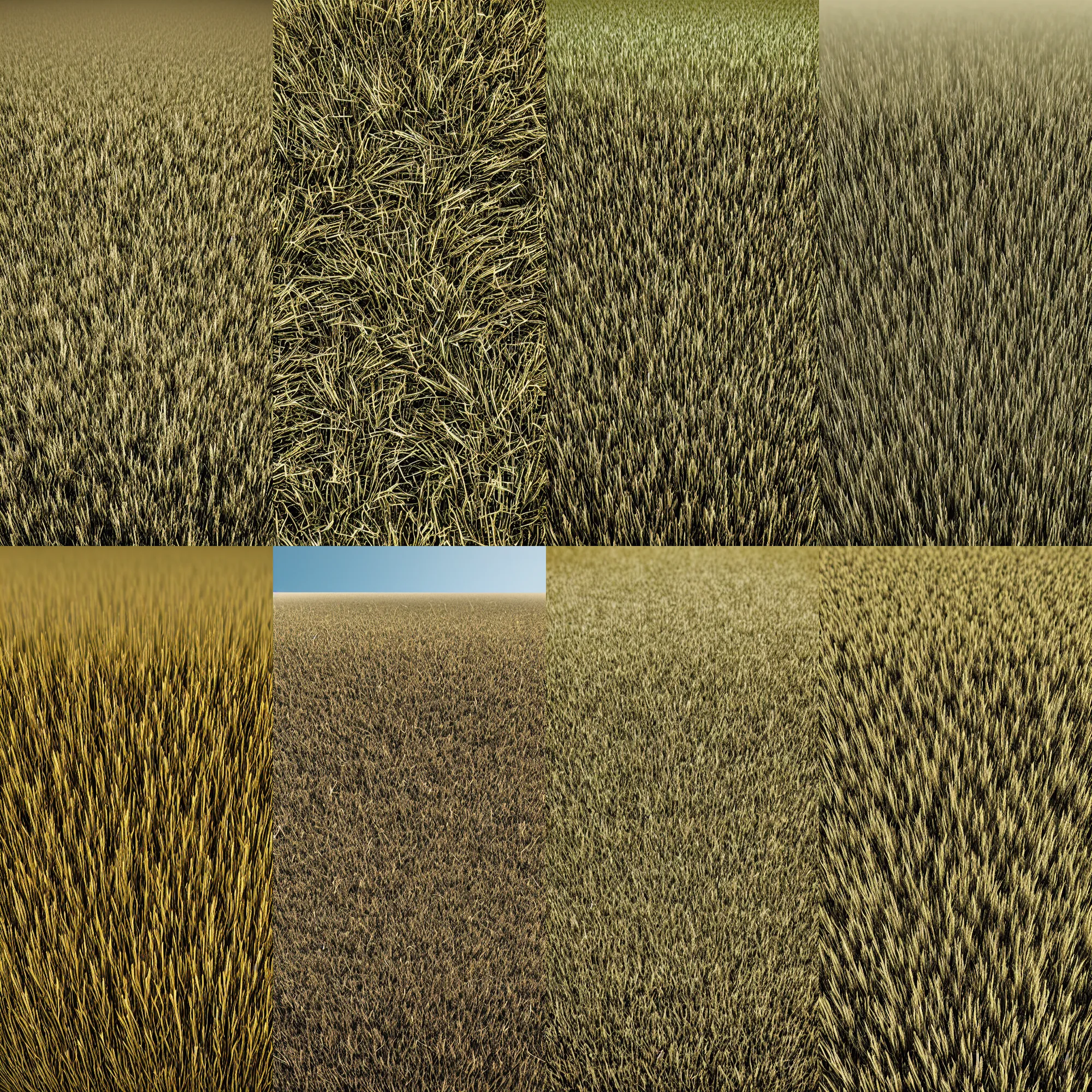 Prompt: front view of one big patch of dry grass, uniform grey background, realistic rendering, 8k