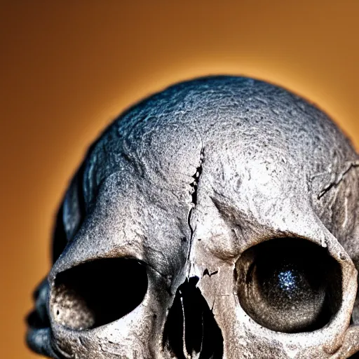 Image similar to A skull of a weird alien creature, intricate, bones, 35mm, photorealistic, realistic, depth of field, photography, high definition, 8k