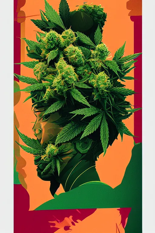 Prompt: marijuana profile picture by sachin teng, miami, organic painting, asymmetrical, interesting, marijuana smoke, matte paint, hard edges, energetic, 3 d shapes, smoke, green, masterpiece