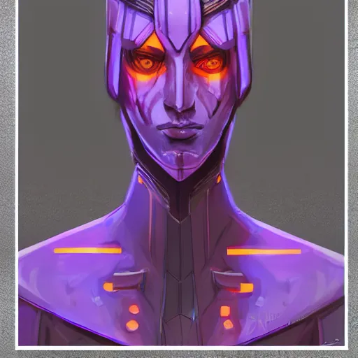 Image similar to character design sketch humanoid by ahmet atil akar, concept art character, cyberpunk fashion, with body made of purple lava and fire, profile portrait, marvelous designer, fantasy, painted, 4 k, high detail, sharp focus, trending in artstation