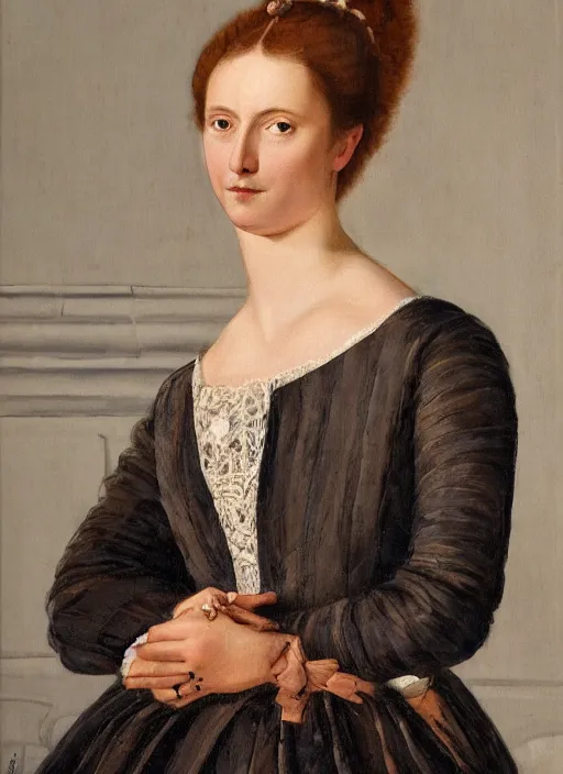 Image similar to jan nepomucen głowacki and ludwik de laveaux painted style portrait of karolina zebrowska, female fashion and dress historian, high detail, smooth face, high detail, 1 9 th century painting, 4 k