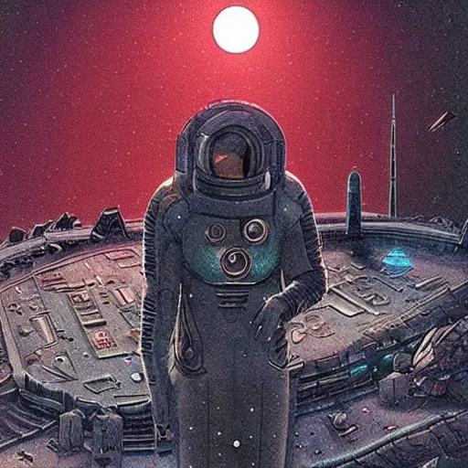 Prompt: “Egalitarian Civilisation on the Moon as portrayed by Ursula Guin in her book The Dispossessed in the style of cyberpunk meets dune”