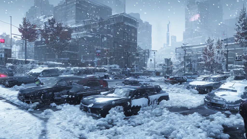 Image similar to Screenshot from Watchdogs, winter