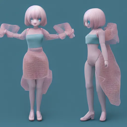 Image similar to cute fumo plush girl who is a glitch with broken textures and a missing mesh, vray