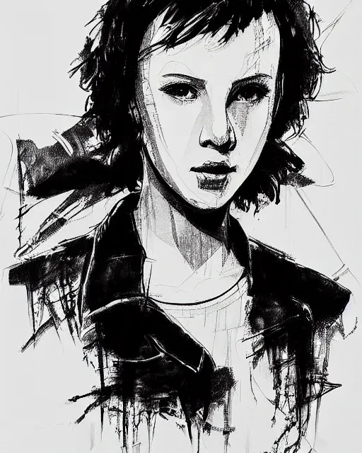 Image similar to pen sketch of millie bobby brown by yoji shinkawa