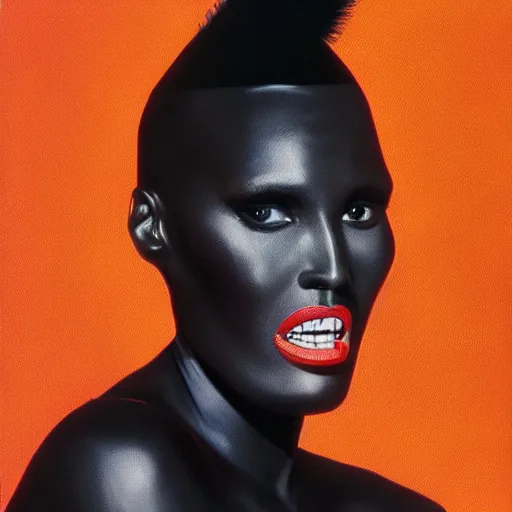 Image similar to a portrait painting of Grace Jones, 4k,