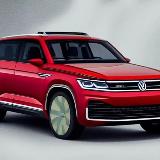 Prompt: promotional product photograph of Volkswagen's behemoth, their new SUV