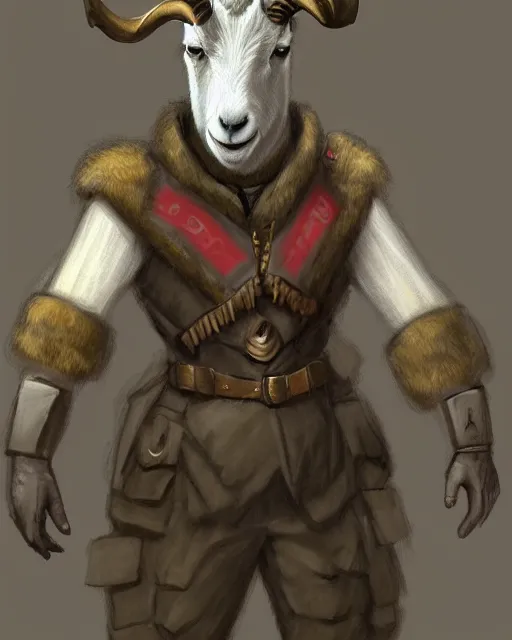 Prompt: george s patton as a goat, fantasy concept art, trending on furaffinity
