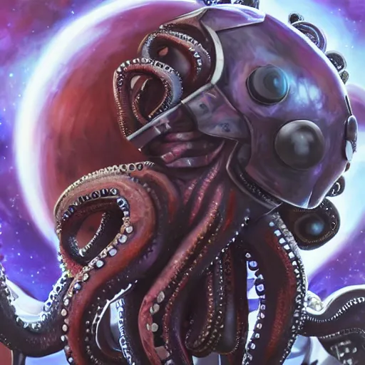 Image similar to steve harvey head on a cyborg octopus, conquering earth, epic battle scene, 8 k, sci - fi fantasy painting, highly detailed, digital painting, trending on artnet