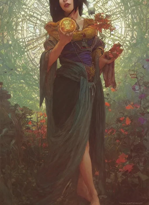 Image similar to oriental witch in elder ring by stanley artgerm lau, greg rutkowski, thomas kindkade, alphonse mucha, loish, norman rockwel