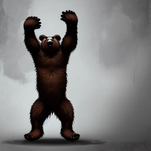 Image similar to an anthropomorphic bear creature standing menacingly, highly detailed digital art