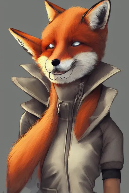 Image similar to a fox fursona, trending on artstation, by kawacy, furry art, digital art, cyberpunk, high quality