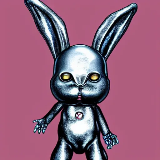 Image similar to the t-1000 from terminator 1 movie but as a bunny rabbit.