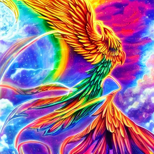 Image similar to rainbow cosmic phoenix