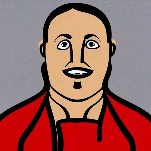 Image similar to portrait of a cook or chef smiling at the camera, cartoon, digital art, symmetrical face