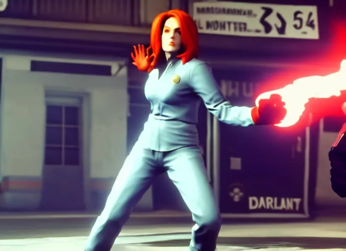 Prompt: dana scully's special move in street fighter v ( 2 0 1 7 ), dynamic pose, official media, ps 4 in - game cinematic, 5 k