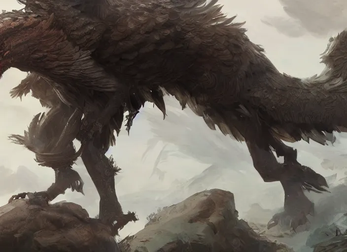 Image similar to detailed concept art of a huge griffin by cheng yi and luolin, artstation, artstationhd