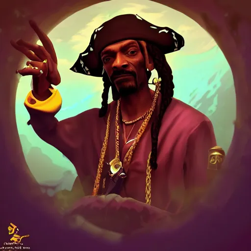 Prompt: Snoop dogg as a pirate in the game Sea of thieves, digital art, trending on artstation