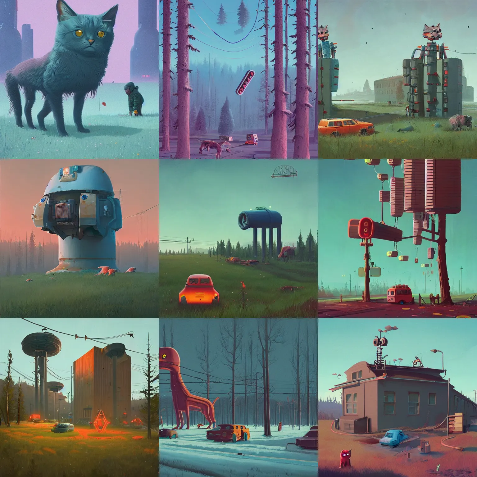 Prompt: by cat cute simon stalenhag