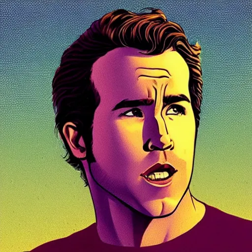 Image similar to “ ryan reynolds retro minimalist portrait by jean giraud, moebius starwatcher comic, 8 k ”